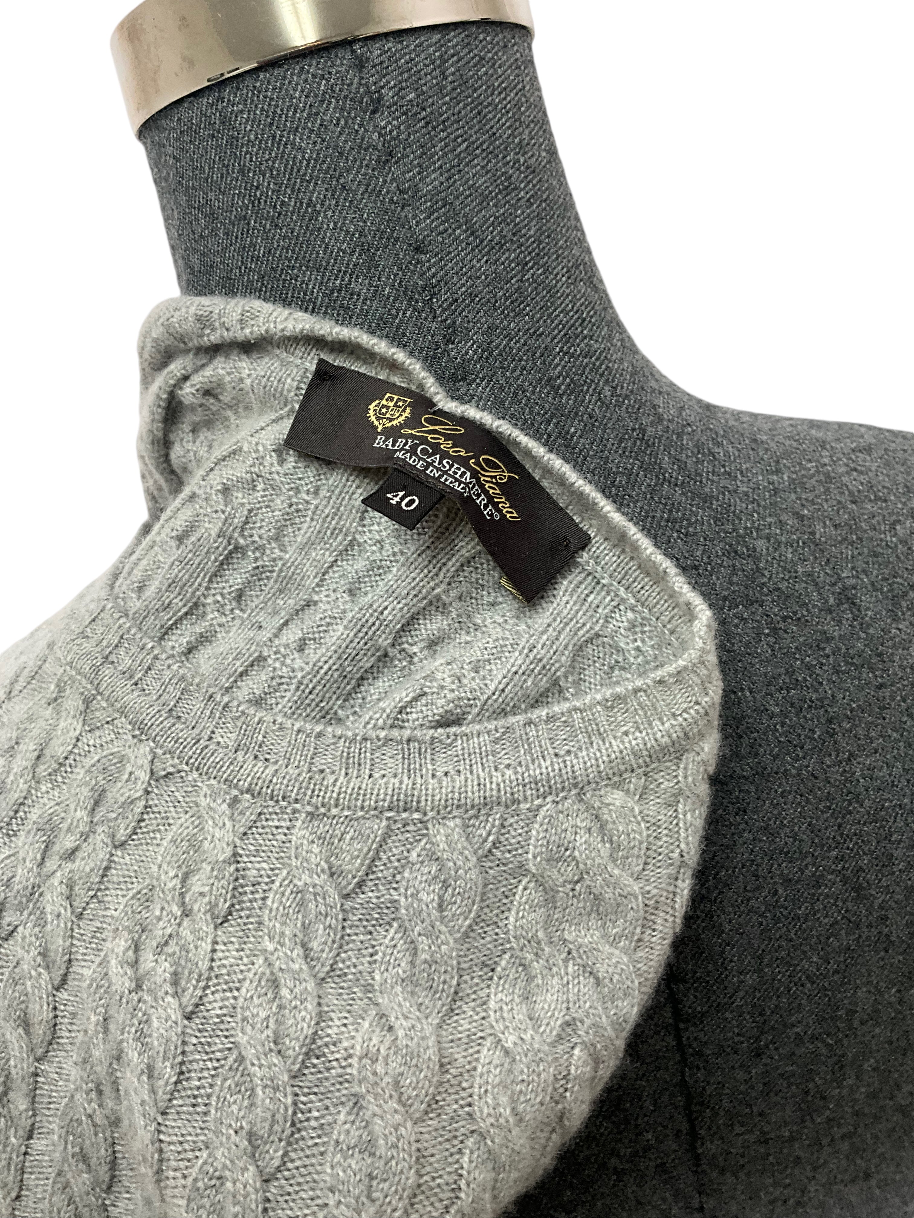 LORO PIANA Women's Cable Cashmere Half Ribbed Sweater - Size S | Soft & Warm Luxury Knitwear for Fall & Winter | Perfect for Office, Travel & Casual Outfits