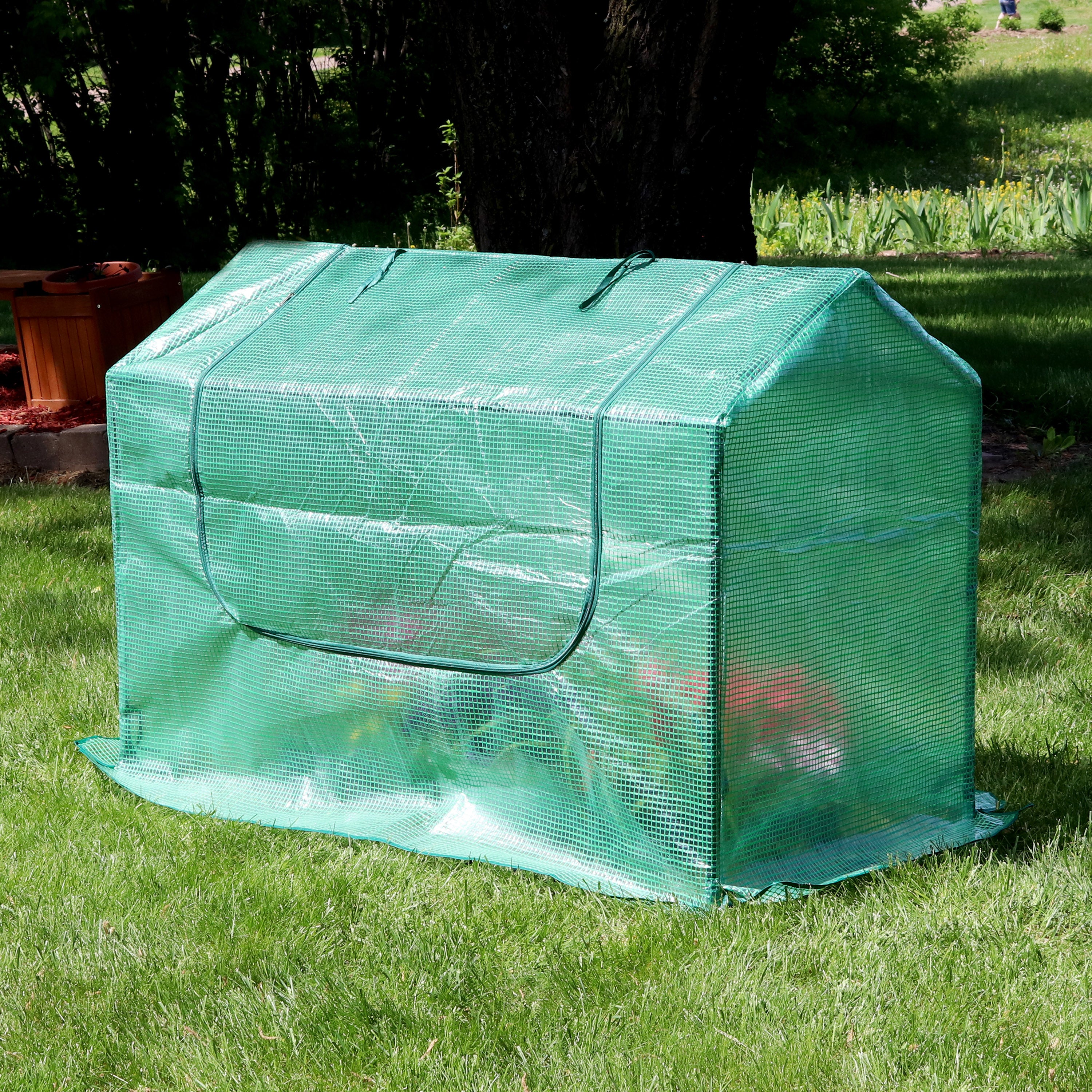 Sunnydaze Mini Greenhouse with 2 Side Doors - Portable Indoor/Outdoor Plant Protection for Herbs, Flowers & Seedlings - Perfect for Patio, Garden & Backyard Gardening
