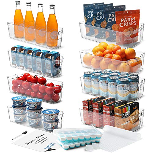 16-Piece Clear Refrigerator Organizer Set - Best BPA-Free Storage Bins for Fridge & Freezer - Perfect for Meal Prep, Grocery Organization & Space Saving