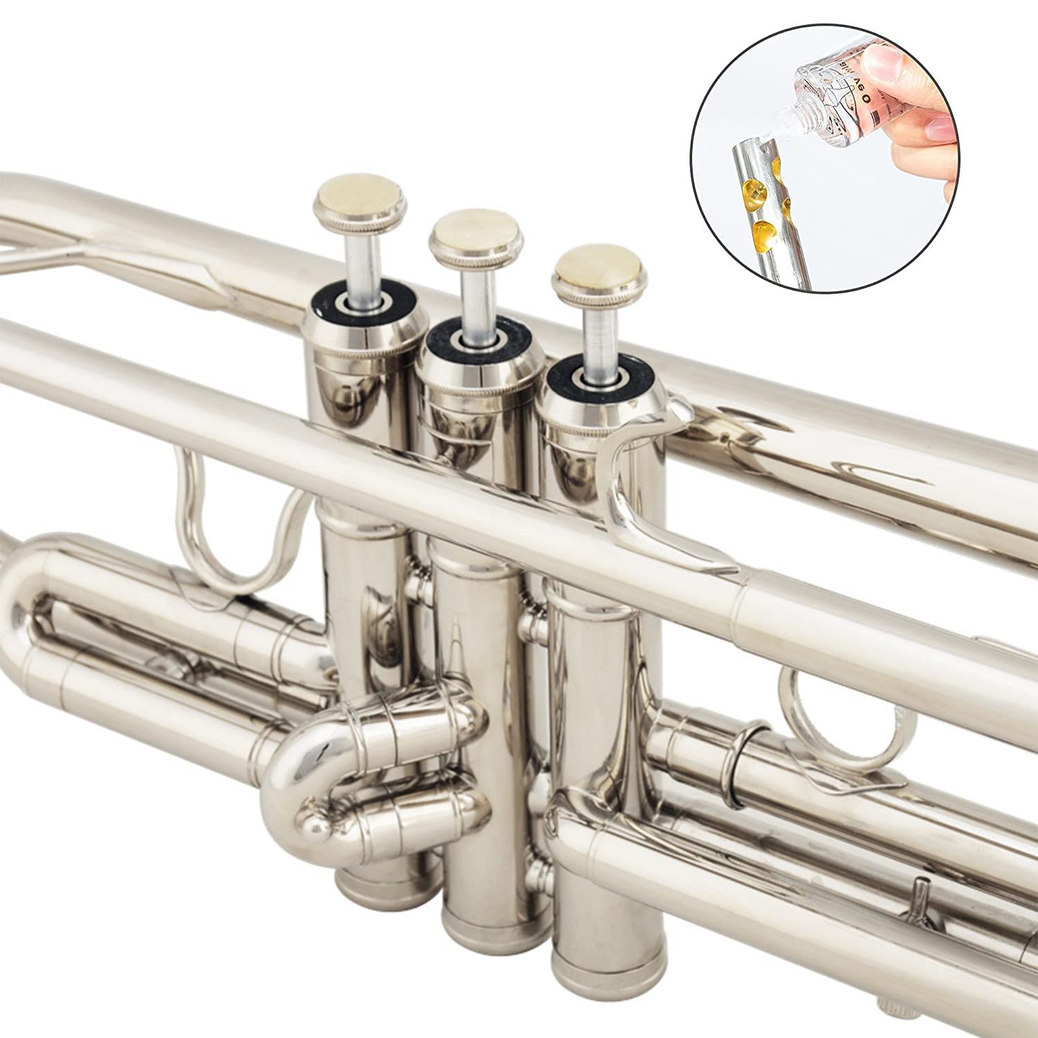 LeSage Bb Trumpet for Beginners - Professional Brass Instrument with Nickel Silver Finish, Includes Mouthpiece, Cleaning Kit, Valve Oil & Hard Case - Perfect for School Bands, Music Lessons & Jazz Performances