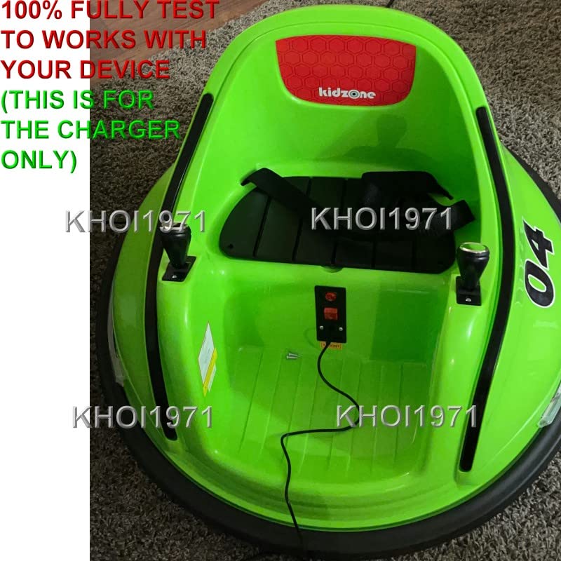 KHOI1971 8FT Wall Charger AC Adapter - 12V Replacement Power Cord for Kidzone Race Car & Bumper Cars - Perfect for Kids' Electric Ride-On Vehicles & Outdoor Playtime