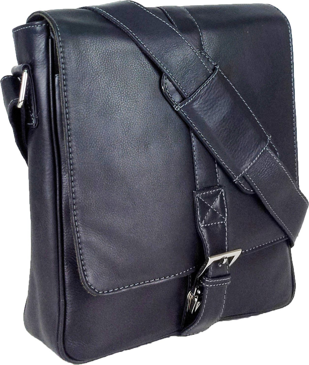 Premium Genuine Leather Messenger Bag for iPad, Ebook & Tablets - Stylish Black Unicorn Design - Perfect for Work, School & Travel Accessories
