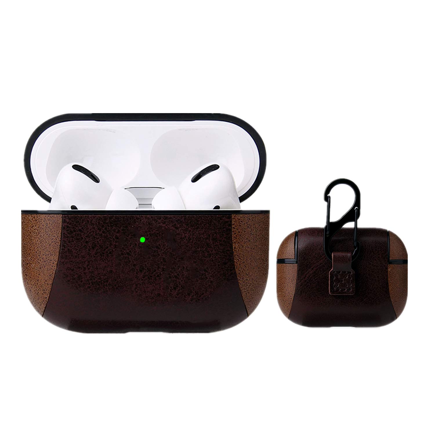 Premium Leather Case for AirPods Pro & AirPods 3 (3rd Gen) - Shockproof, Dustproof Cover with Keychain & Wireless Charging Support | Perfect for Travel, Gym & Daily Use - Coffee Brown