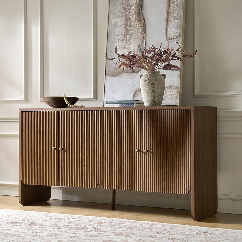Paula Adjustable Shelf Buffet Cabinet Sideboard with Cable Management - Stylish Storage for Dining Room, Living Room & Home Office