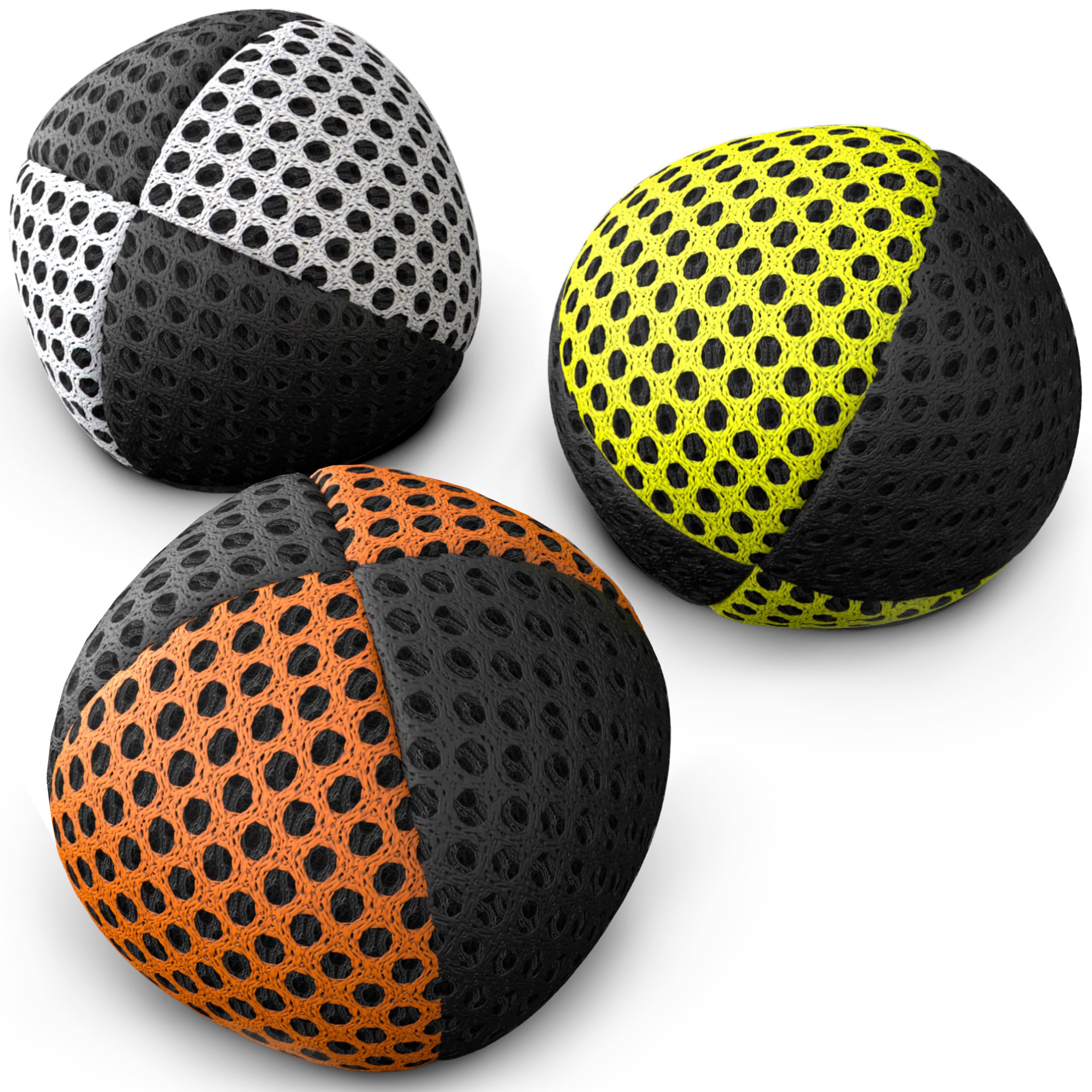 Professional Juggling Balls Set of 3 - 14 Color Options with 2-Layer Net & Carry Case - Perfect for Beginners & Advanced Jugglers (3 Color Mix, 4.2 oz) - Great for Circus Training, Street Performances & Stress Relief