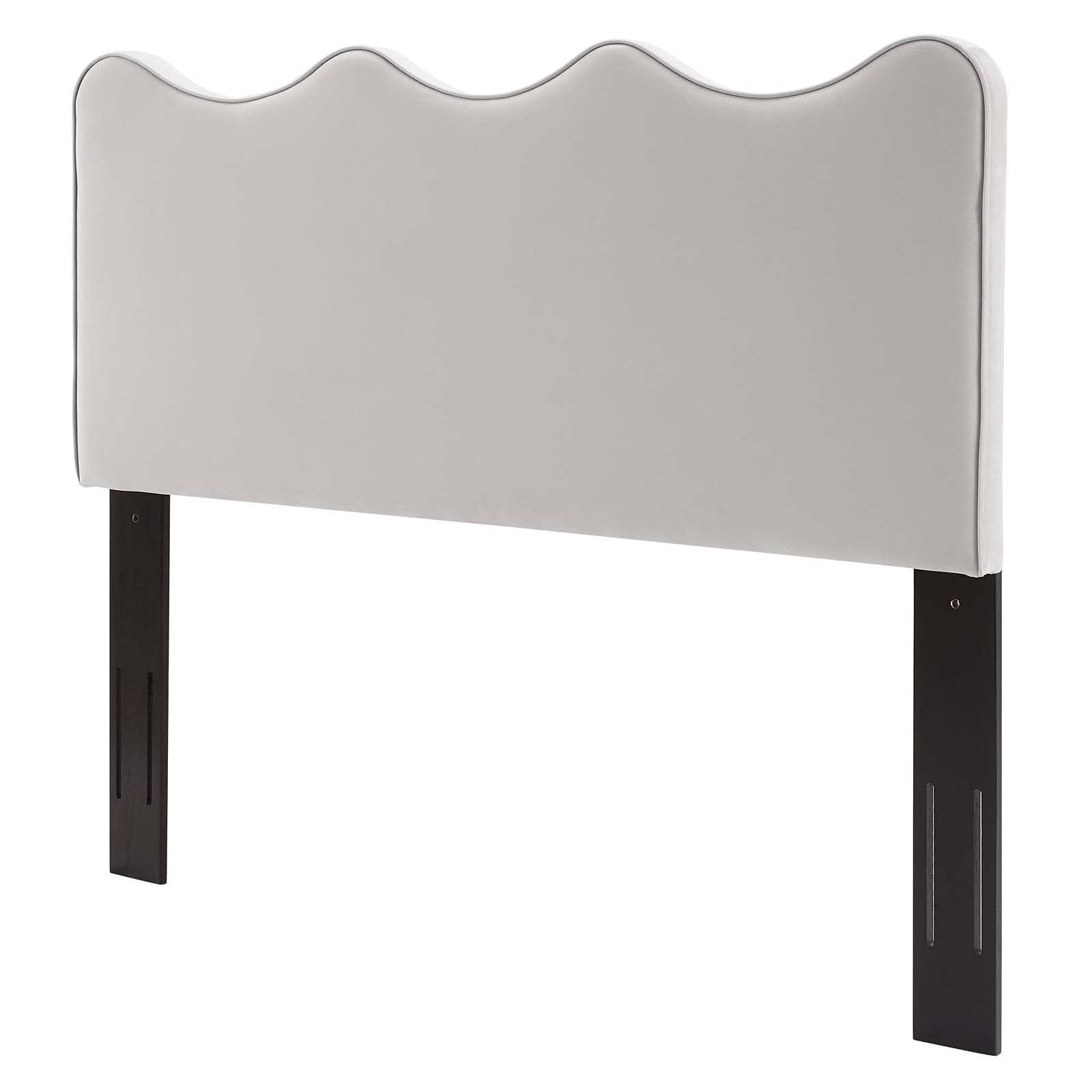 Velvet Upholstered Headboard - Full/Queen Size, Light Grey Modern Bed Frame for Master & Guest Bedrooms | Elegant Bedroom Decor & Cozy Sleeping Experience