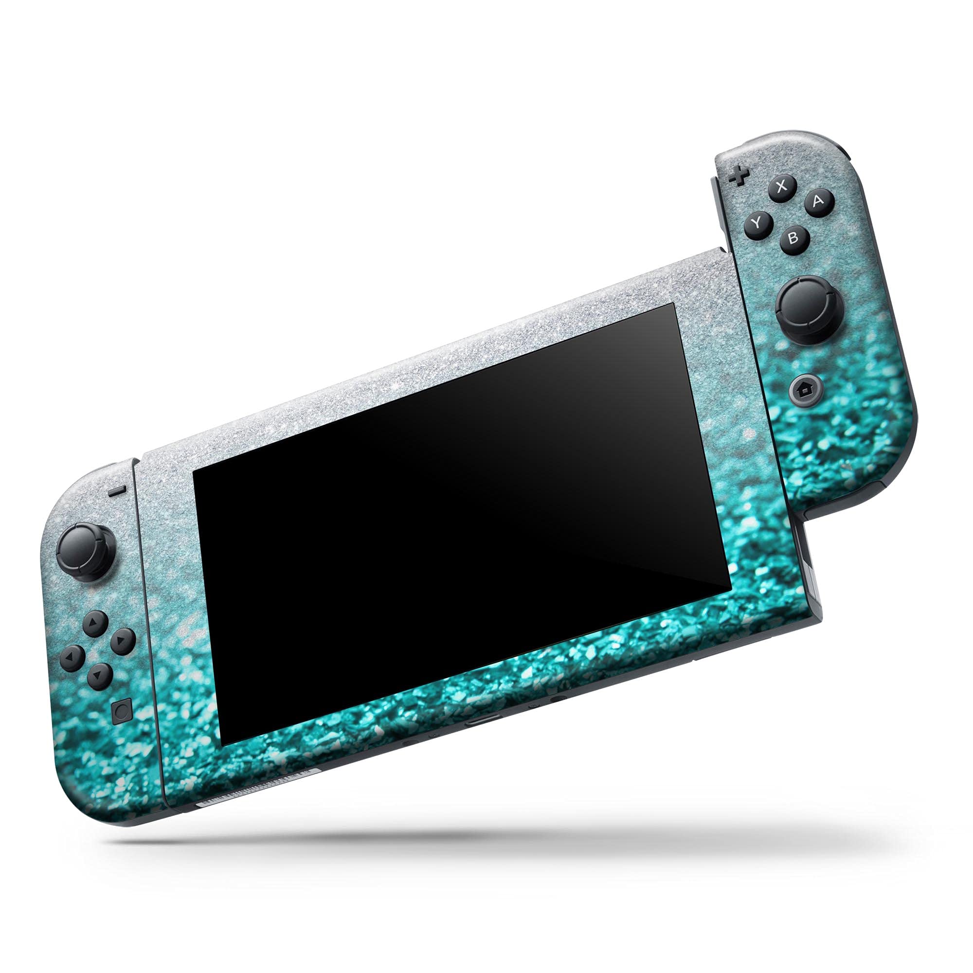 Nintendo Switch Joy-Con Protective Vinyl Wrap Cover - Scratch-Resistant, Removable Skin Decal in Aqua Blue & Silver Glimmer Fade - Compatible with Switch Joy-Con Only - Perfect for Gaming Protection and Customization
