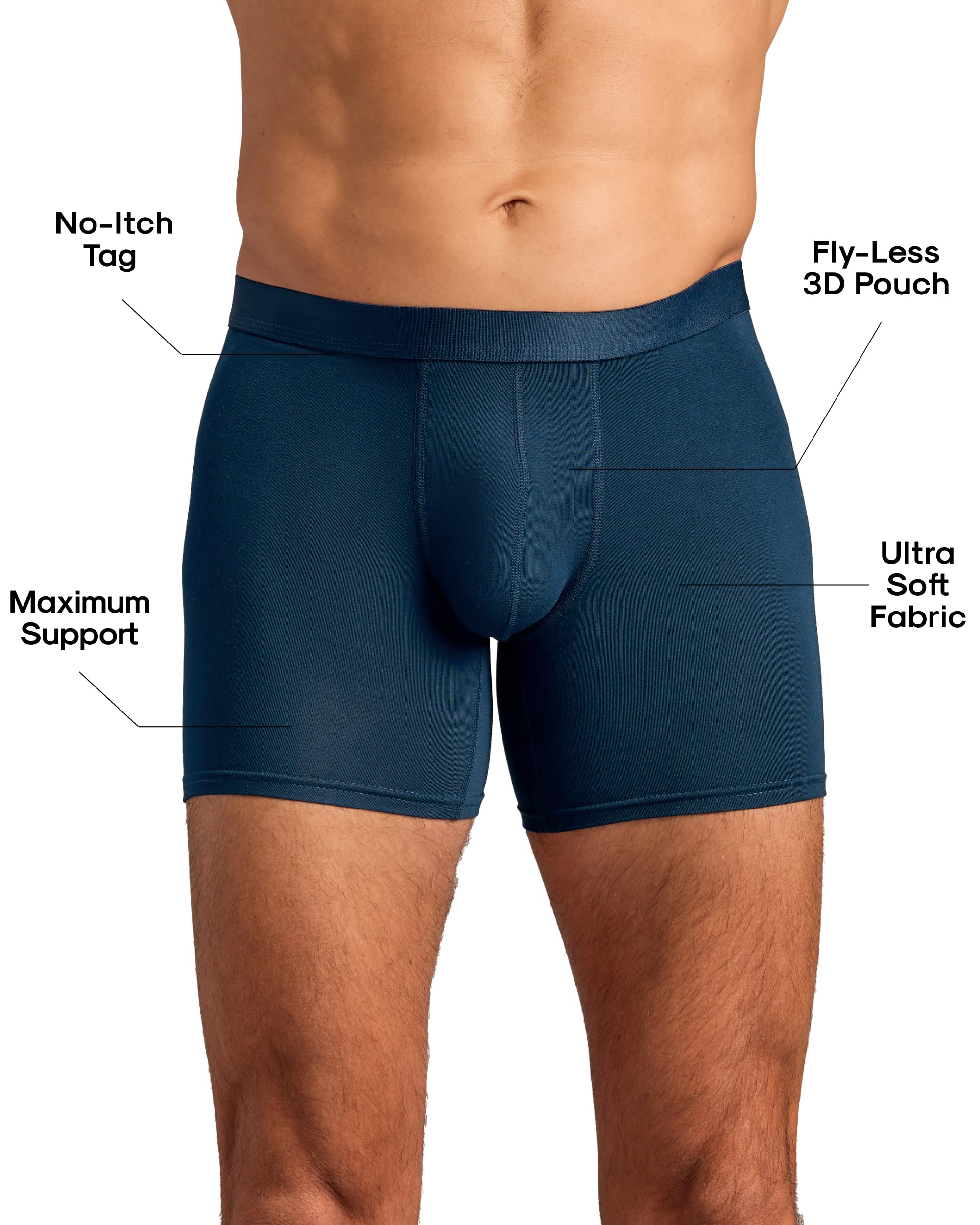 True Classic Men's Underwear Boxer Briefs 3-Pack & Singles - Ultra Soft, Breathable Cotton Boxer Briefs for Men | Comfortable Daily Wear, Workout & Sleep Underwear