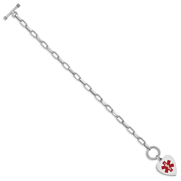 925 Sterling Silver Engraveable Heart Love Medical Alert ID Bracelet - Personalized Name Bar for Allergies & Emergency Info | Perfect for Healthcare Workers, Seniors & Special Needs