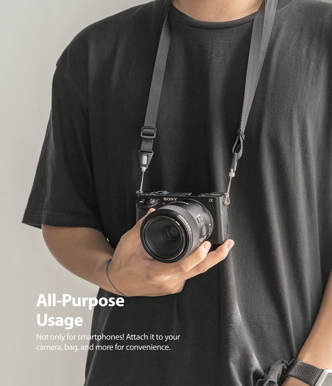 **Ringke Adjustable Universal Crossbody Shoulder Strap – Durable Phone & Camera Lanyard for Smartphones, DSLRs, and Cases – Perfect for Travel, Hiking, and Events**