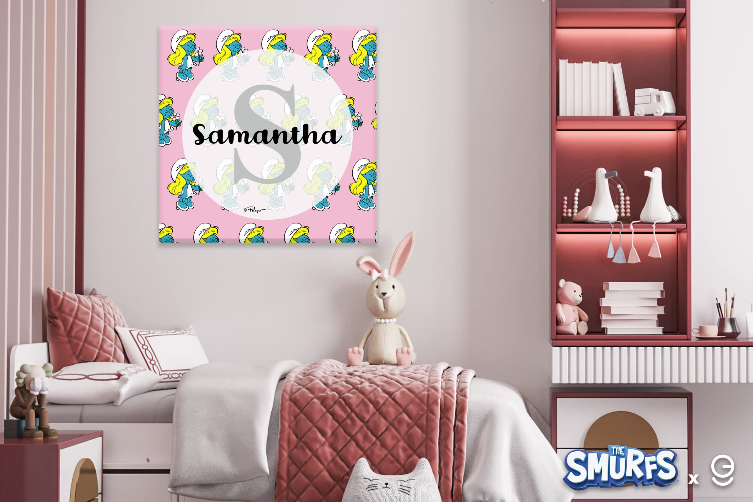 Personalized Smurfette Name & Initial The Smurfs PVC Wall Decor - Custom Nursery, Playroom & Party Sign - Multiple Size Options for Kids Room Decor & Birthday Party Supplies - Perfect for Baby Showers, Themed Parties & Children's Bedrooms