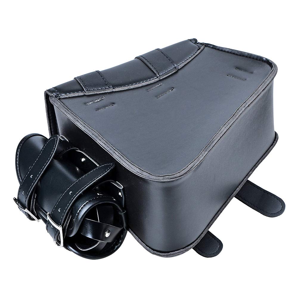Amopacorp Motorcycle Black Left Side Solo Swing Arm Saddlebag - Compatible with Harley Sportster XL 883, 1200, 48 & 72 Models | Durable Storage Bag for Cruiser Bikes | Perfect for Road Trips & Daily Commuting