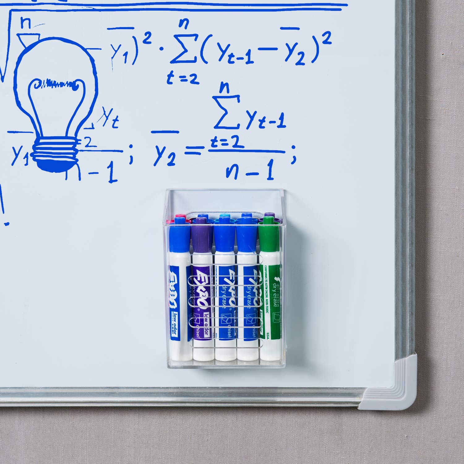 Premium Clear Acrylic Magnetic Dry Erase Marker Holder - Whiteboard Organizer for Office & Classroom - Wall-Mounted Storage Basket for Markers, Pens & Office Supplies