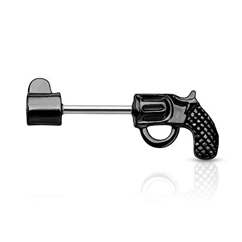 Surgical Steel Pistol Nipple Rings - Edgy Jewelry for Piercings