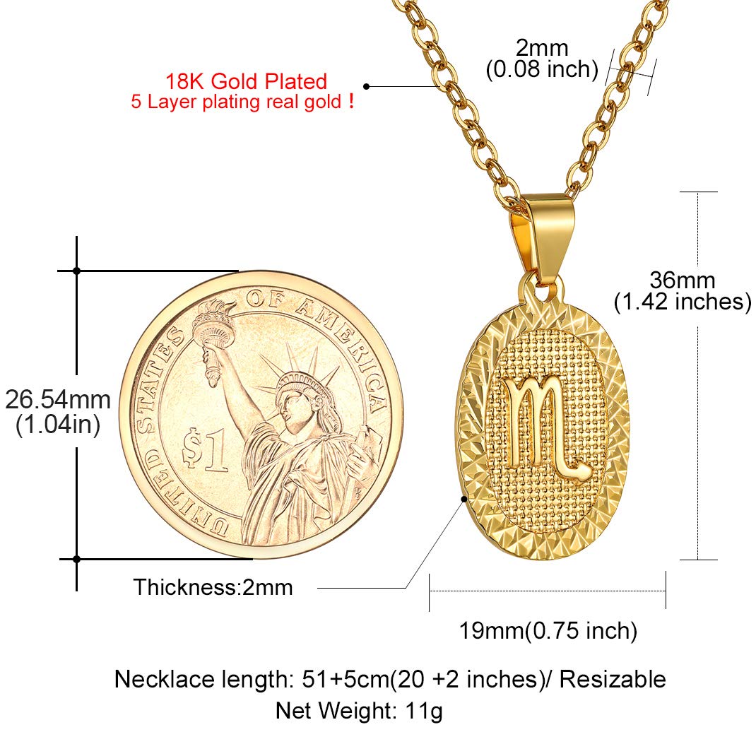 GOLDCHIC Zodiac Necklace for Women & Men - 12 Constellation Coin Horoscope Pendant with Birthstone Charm | Astrology Jewelry Gift for Birthday, Anniversary & Spiritual Protection