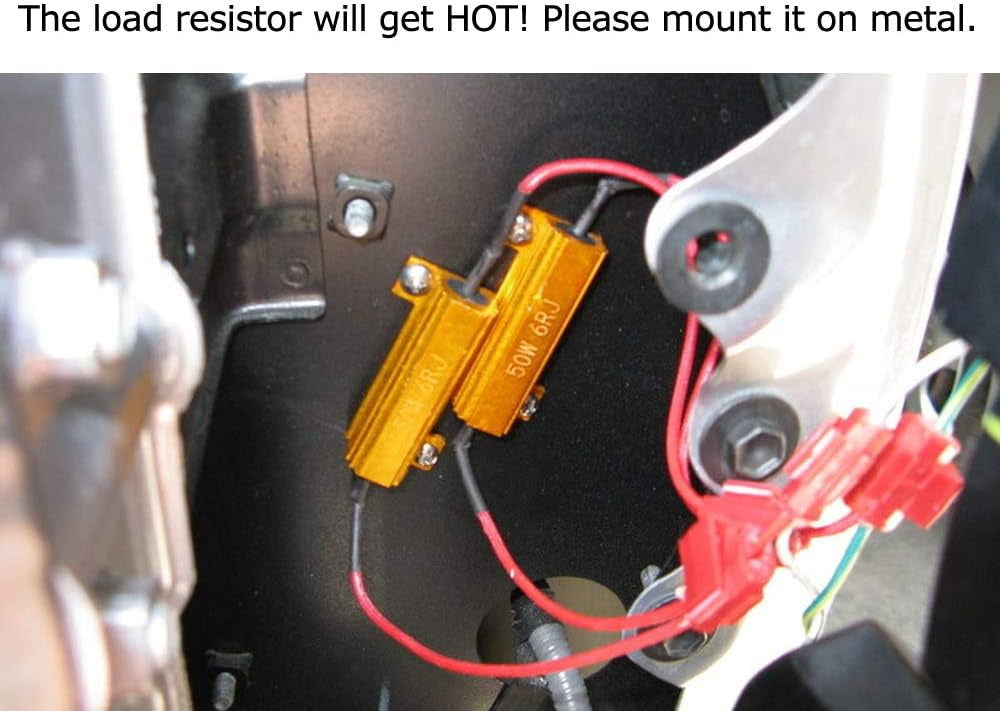 50W 6 Ohm Load Resistors with Inline 3156 Male Connectors - LED Turn Signal Bypass Resistor Kit for Car, Truck, Motorcycle - Fix Hyper Flash & Bulb Out Warning Lights - Easy Installation for DIY Automotive Electrical Projects
