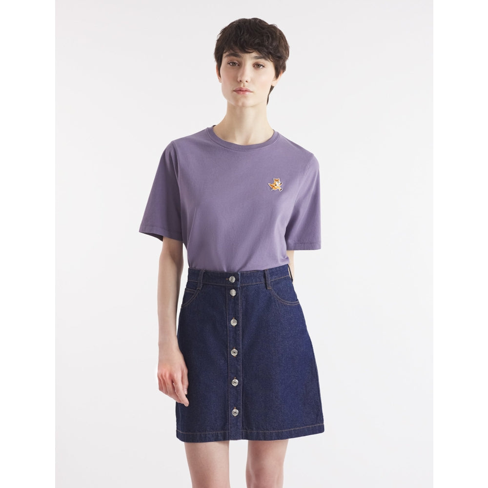 MAISON KITSUNE Women's Speedy Fox Patch Comfort T-Shirt - Soft Cotton Casual Tee with Fox Embroidered Design for Everyday Wear, Street Style & Summer Outfits