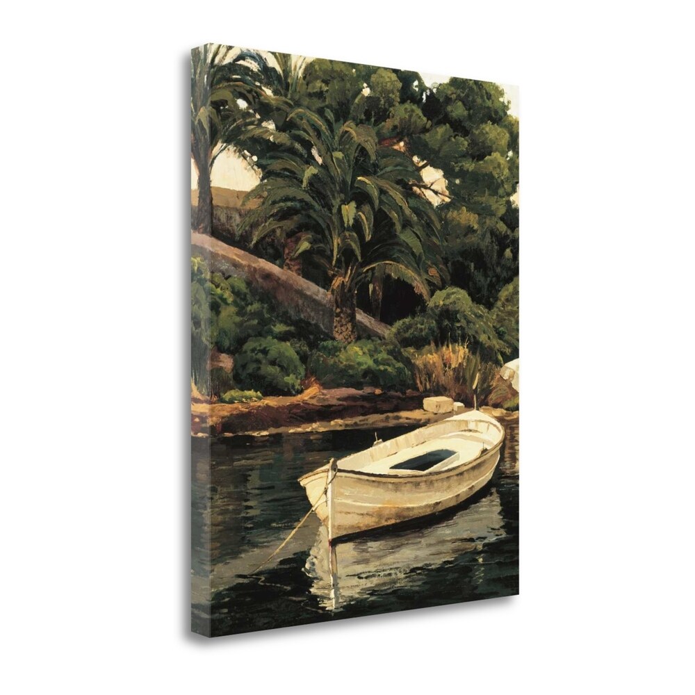 Barca Y Palmeras By Poch Romeu - Premium Giclee Art Print on Gallery Wrapped Canvas, Handmade Wall Decor for Living Room, Bedroom & Office - Ready to Hang Framed Painting