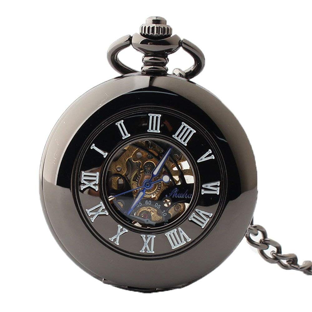 Vintage Roman Numerals Pocket Watch with Chain - Classic Quartz Analog Watch for Men & Women - Perfect for Weddings, Gifts, and Collectors
