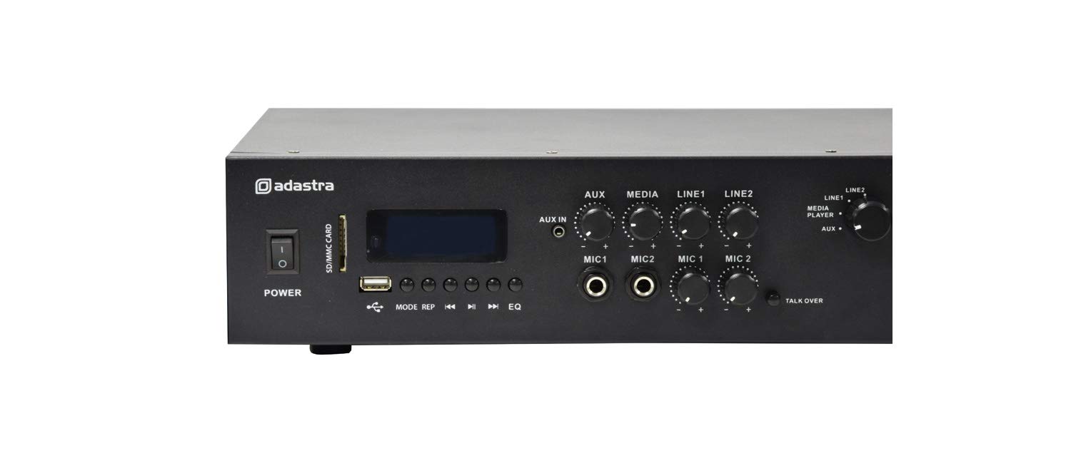 Adastra 200W Stereo PA Amplifier with FM Radio, USB, SD Card & Bluetooth - 2 Channel Power Amplifier for DJ, Karaoke, Party & Live Performances