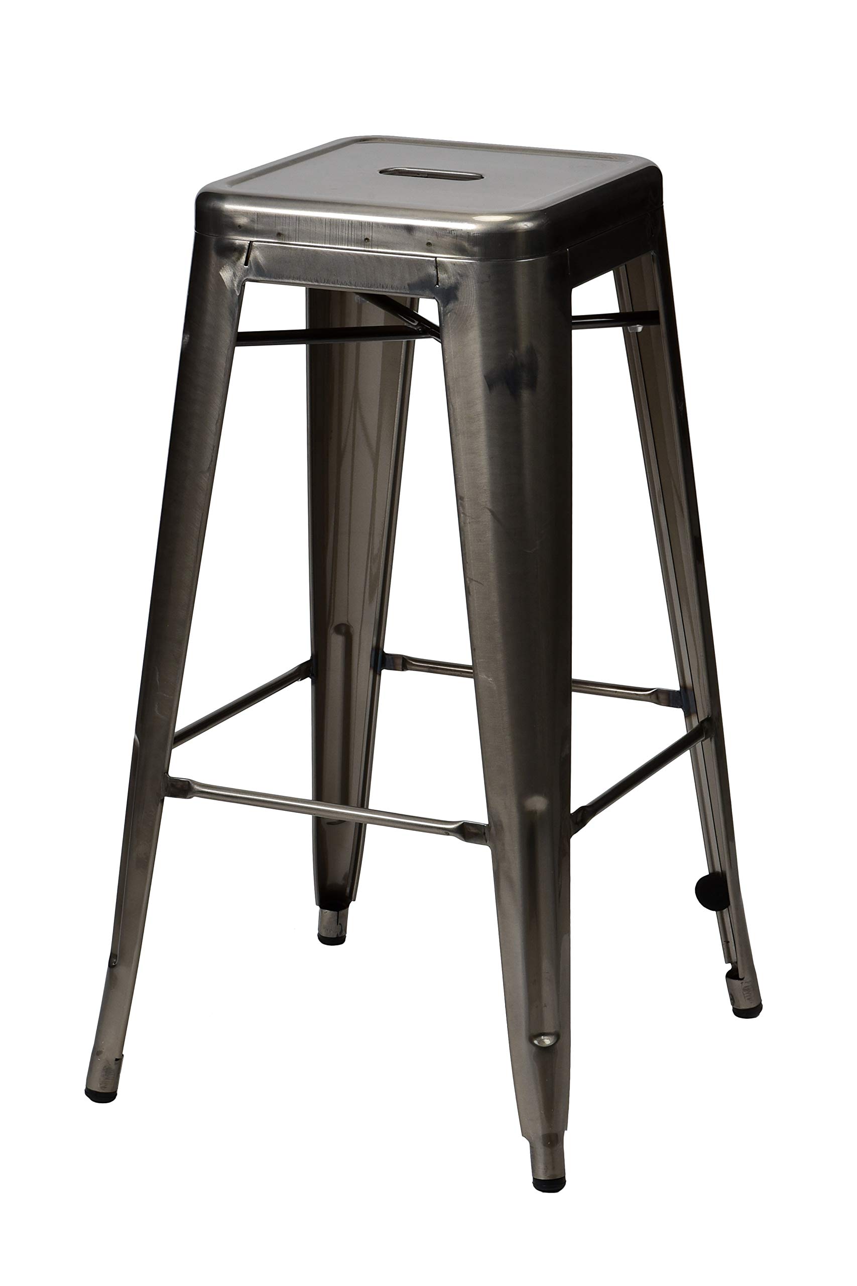 Oscar Commercial Bar Stool Chairs - Heavy Duty Gun Metal Bar Height Stools for Restaurants, Pubs & Home Bars - Adjustable Height Counter Stools with Back Support
