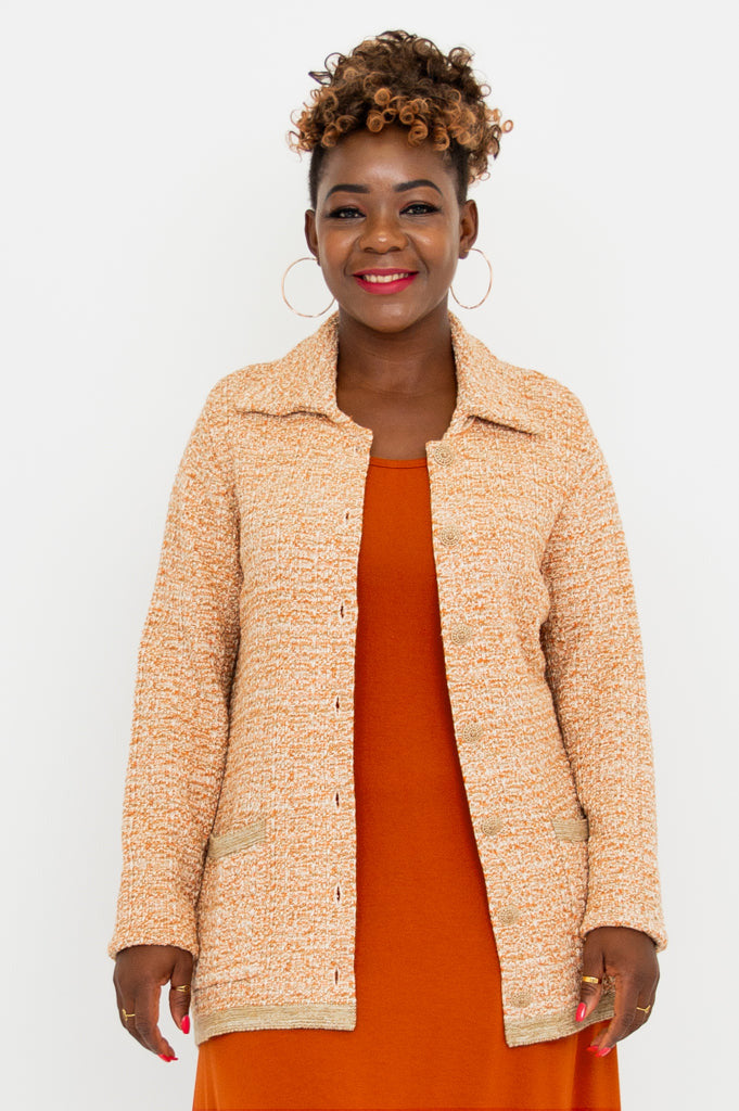 Chanel Women's Cotton Cardigan Sweater - Soft & Cozy Chai Spice Color - Perfect for Fall Fashion & Casual Outfits