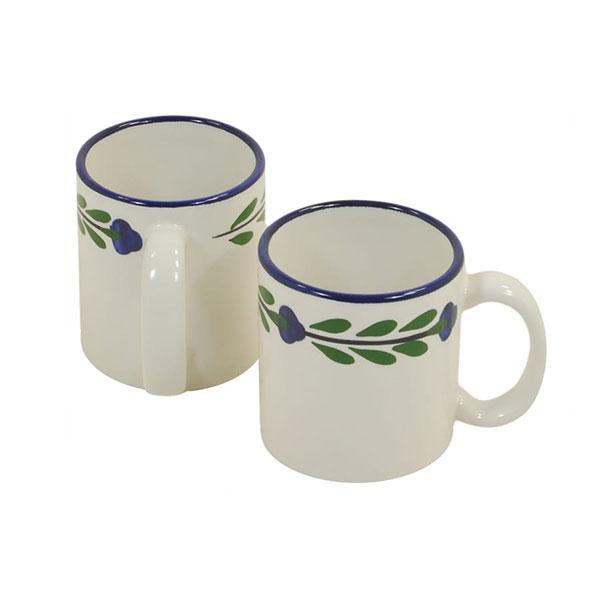 Bella Flora Ceramic Coffee Mug Set of 4 - White, Blue & Green Handmade Tea Cups for Home, Office, Kitchen & Gifts - Perfect for Morning Coffee, Afternoon Tea & Hot Beverages