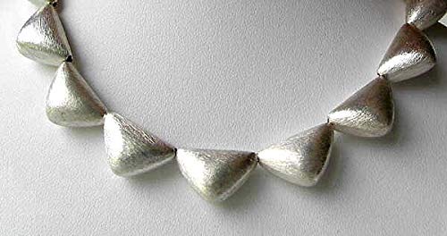 12PCS Brushed Silver Triangle Beads - 8 Inch Strand (24 Grams) for DIY Jewelry Making - Perfect for Necklaces, Bracelets, Earrings & Craft Projects