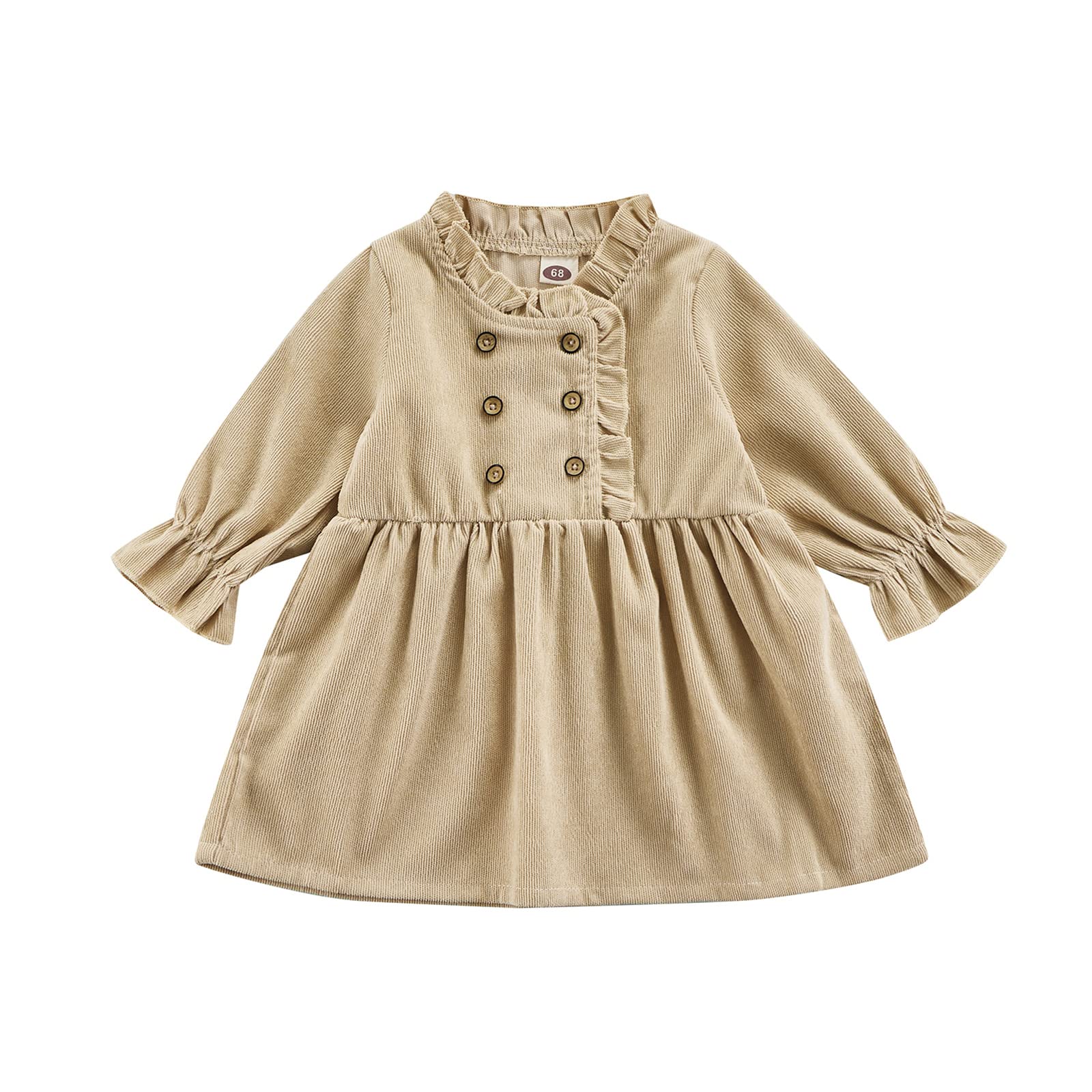 Adorable Corduroy Overalls Dress for Toddler Girls - Ruffled Long Sleeve Button Down Knee-Length Velvet Dress - Perfect Winter Outfit for Infants & Special Occasions