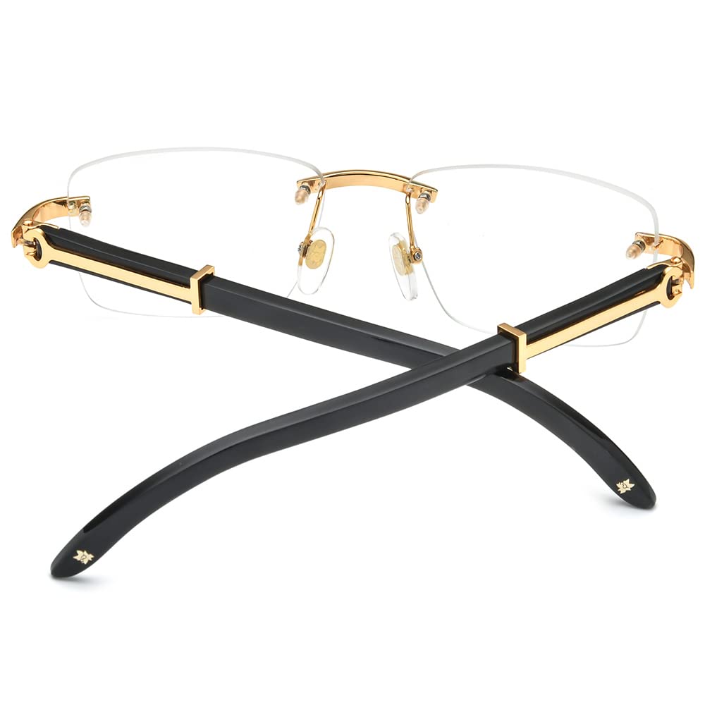 Hepidem 100% Genuine Buffalo Horn Handmade Square Rimless Eyeglass Frames - Luxury, Durable & Lightweight for Reading, Driving & Fashion Accessories