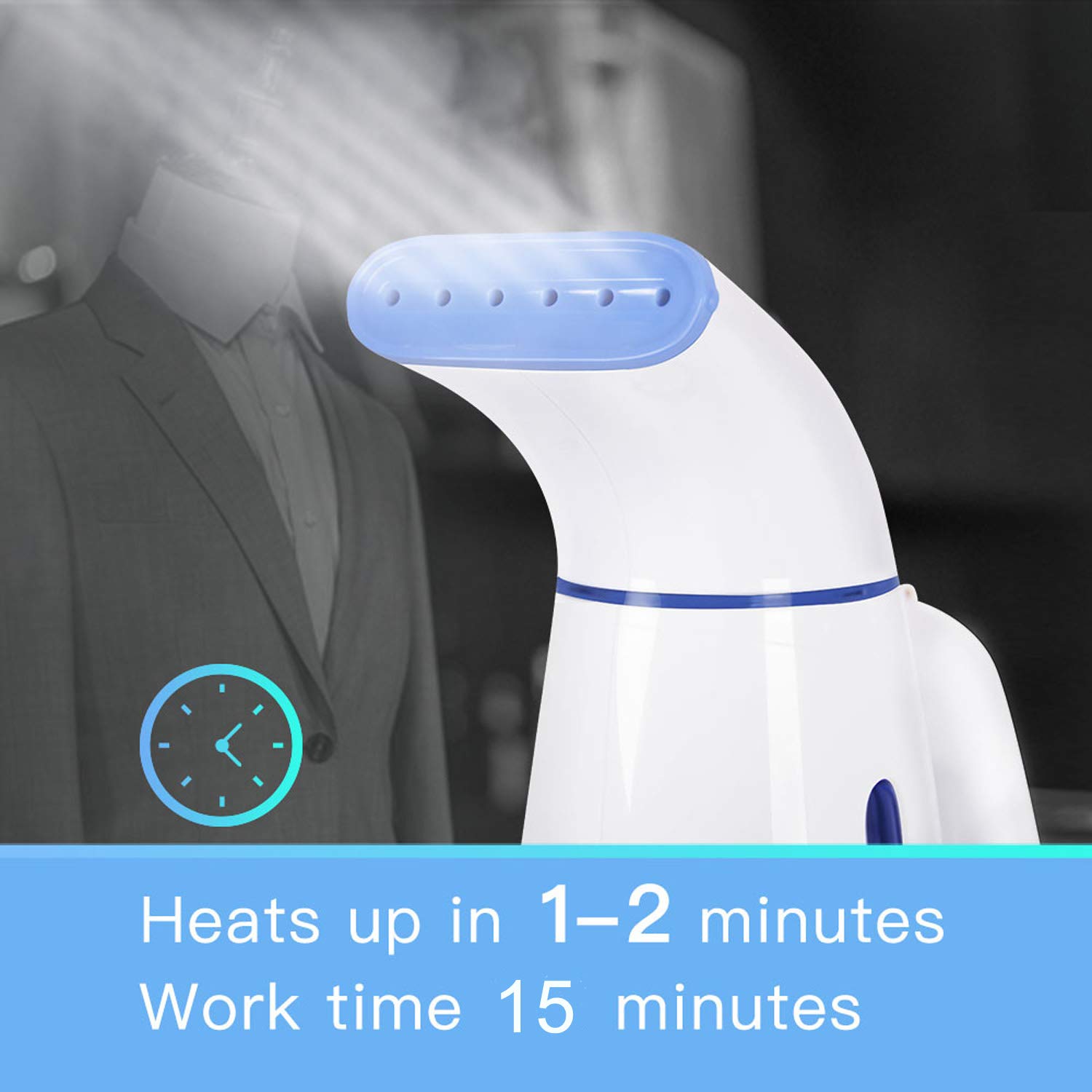 OGHom Handheld Garment Steamer 240ml - Portable Clothes Steamer & Wrinkle Remover for Travel, Home, and Office Use - Quick Heating Steam Iron for Shirts, Dresses, Suits (Model OGH-HL6)