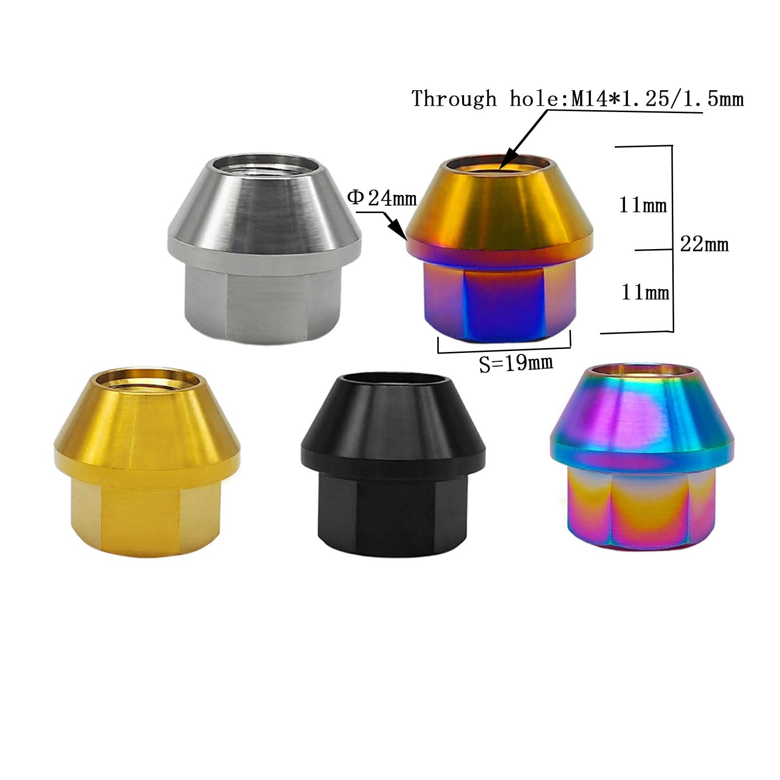 RISON 20PCS M14x1.5 Titanium Open End Lug Nuts - Ultra Lightweight Racing Wheel Nuts for Cars, Trucks & SUVs (22mm Length) - Durable Performance Accessories for Track, Off-Road & Street Use