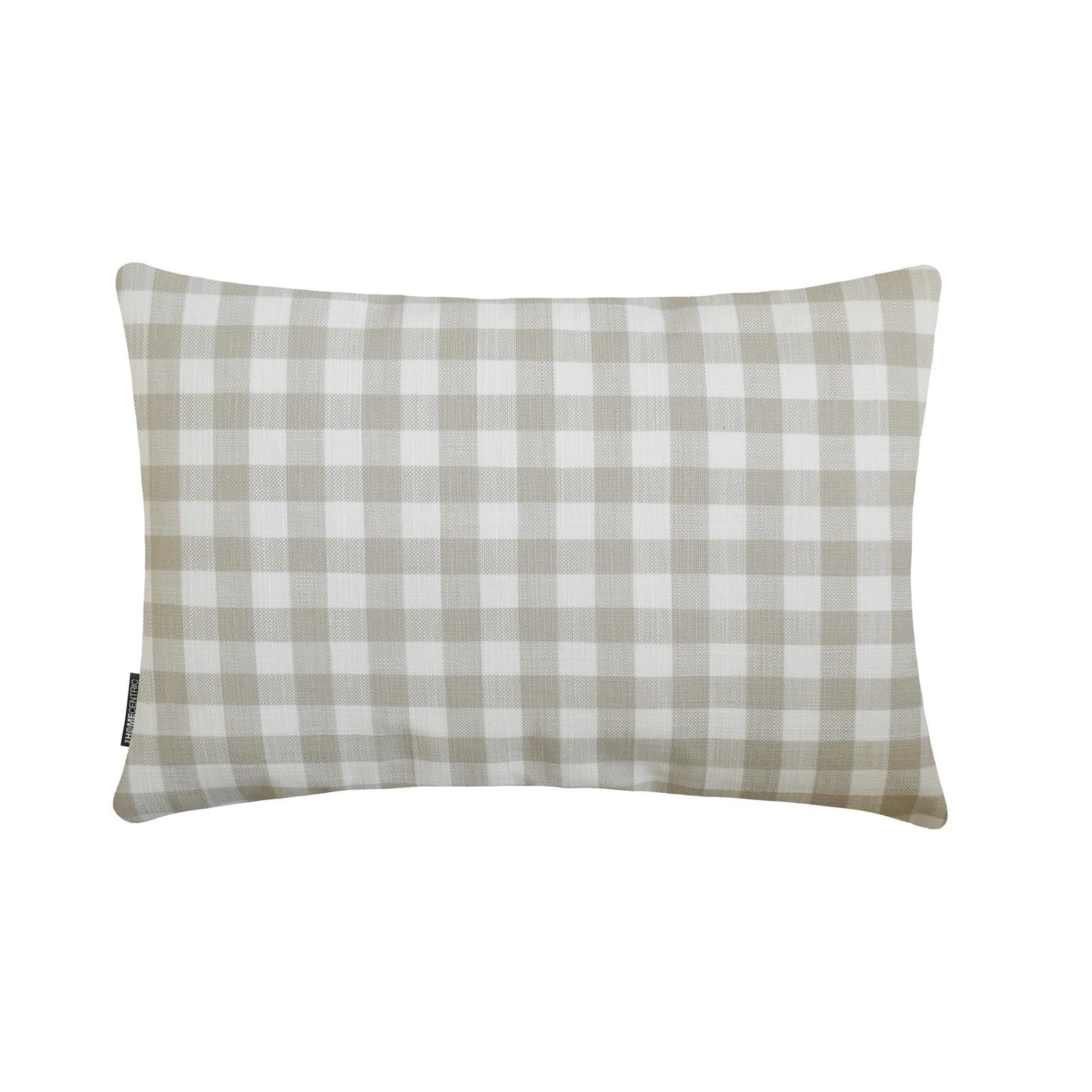 Beige Cotton Lumbar Pillow Cover - Grid Loom Woven Decorative Cushion Case for Sofa, Bed & Home Decor (18x12 Inches) - Neutral Home Accent for Living Room, Office & Nursery