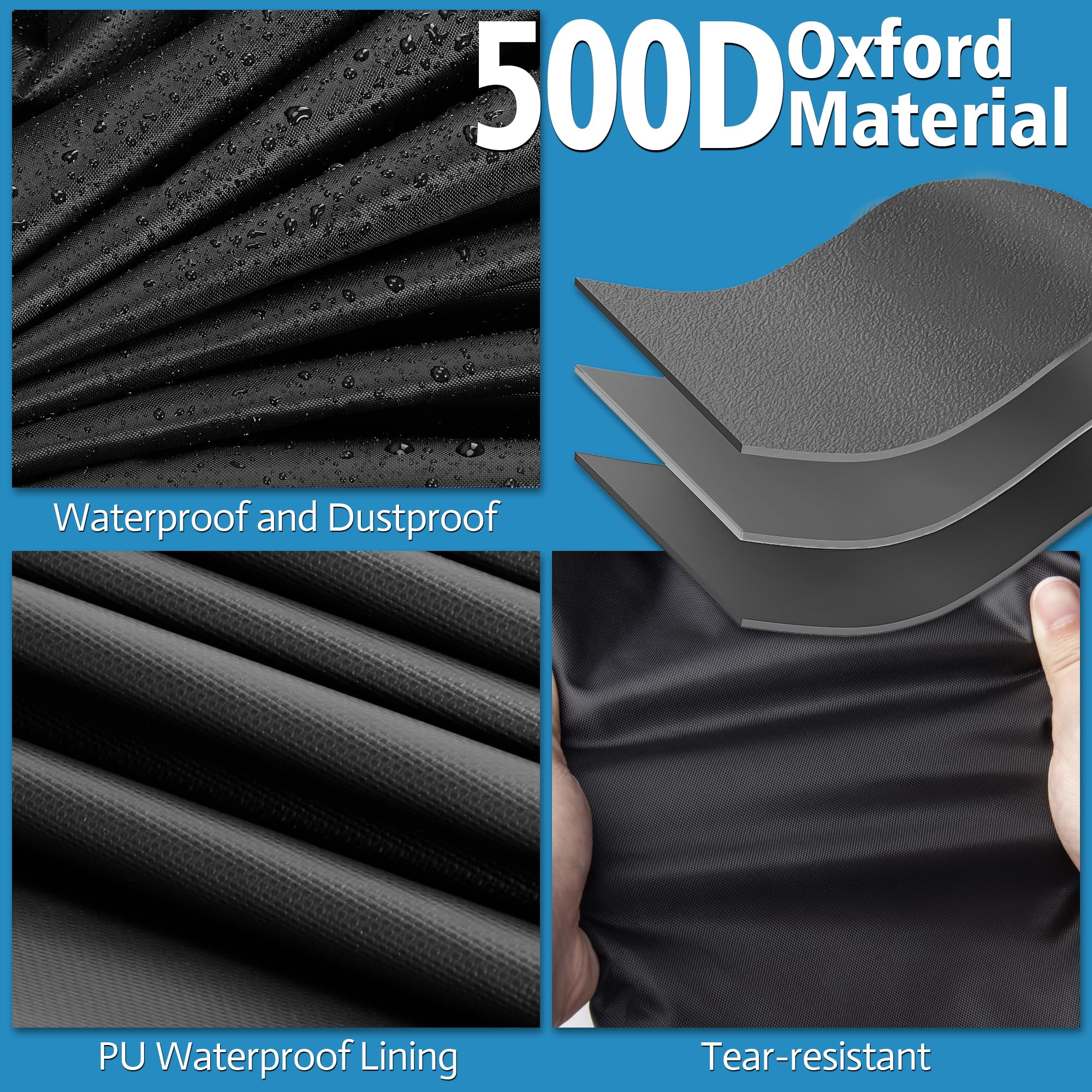 Kingling Waterproof Heavy Duty Rectangular Patio Table Cover 60 x 35 x 28 Inches - Outdoor Dining Table Protector, All-Weather Furniture Cover for Coffee Tables, Decks & Backyards (Black)
