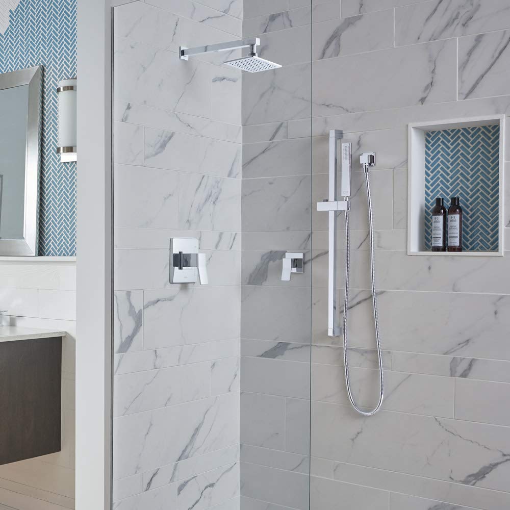 Gerber Avian 1-Handle Shower Trim Kit with Treysta Cartridge & Fixed Shower Head (Valve Not Included) - Modern Bathroom Faucet Set for Home Renovation & Bathroom Upgrade