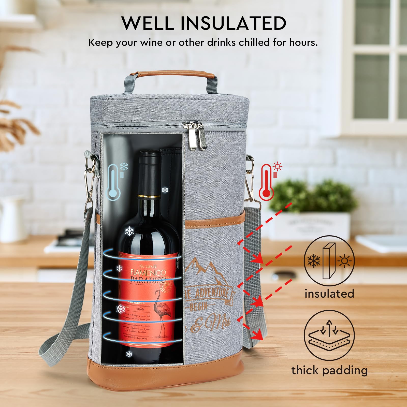 Insulated Wine Cooler Bag with Tumblers - AW BRIDAL Wedding Gift Set for Couples, Bridal Shower, Engagement & Anniversary - Perfect for Picnics, Beach Trips & Outdoor Parties
