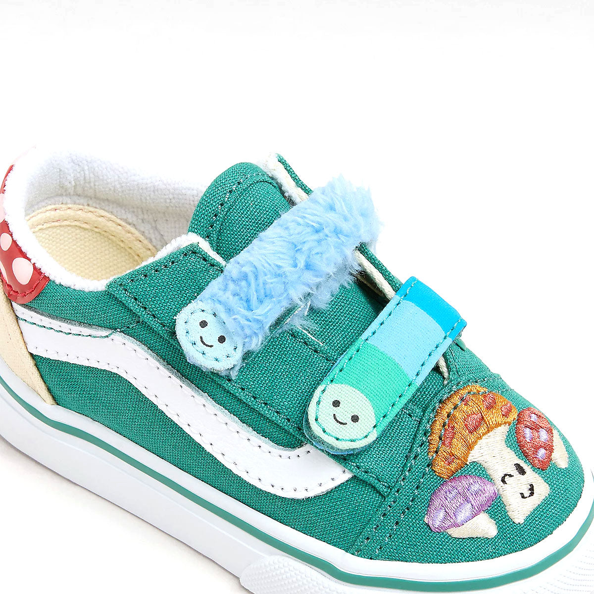 Kids' Old Skool V Hook & Loop Sneakers - Mushroom Color Comfortable Skate Shoes for Boys & Girls | Perfect for School, Playground & Casual Wear