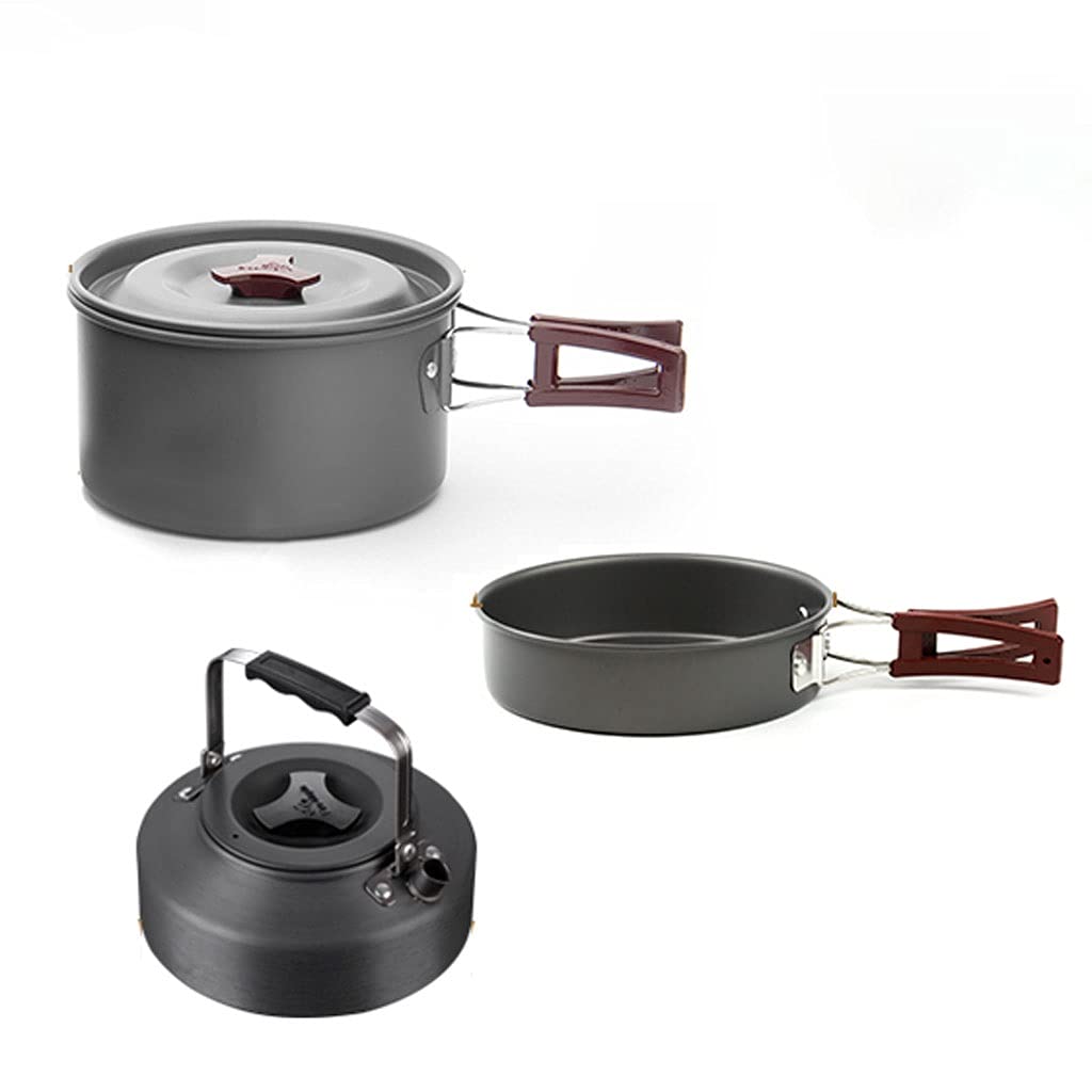 **Lightweight Aluminum Camping Cookware Set - Portable Pot, Pan & Kettle for Outdoor Cooking | Backpacking, Hiking, Campfire & RV Trips**    (Note: This optimized title includes:   1. SEO-friendly keywords (aluminum, lightweight, portable, outdoor cooking)   2. Full English translation   3. Added usage scenarios (backpacking, hiking, campfire, RV trips)   4. Clear product description while avoiding redundancy)