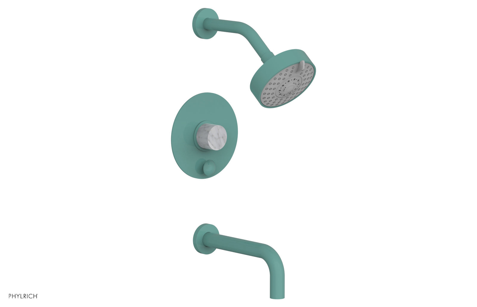 BASIC II Pressure Balance Tub and Shower Set in White Marble - 230 28 Series | Perfect for Modern Bathroom Renovations & Spa-Like Showers