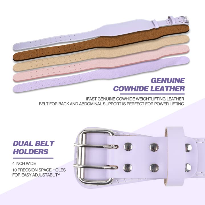 IFAST Premium Leather Weight Lifting Belt for Men & Women - 4 Inch Padded Lumbar Support for Weightlifting, Deadlifts, CrossFit, Powerlifting & Squats - Ideal for Gym Workouts & Strength Training