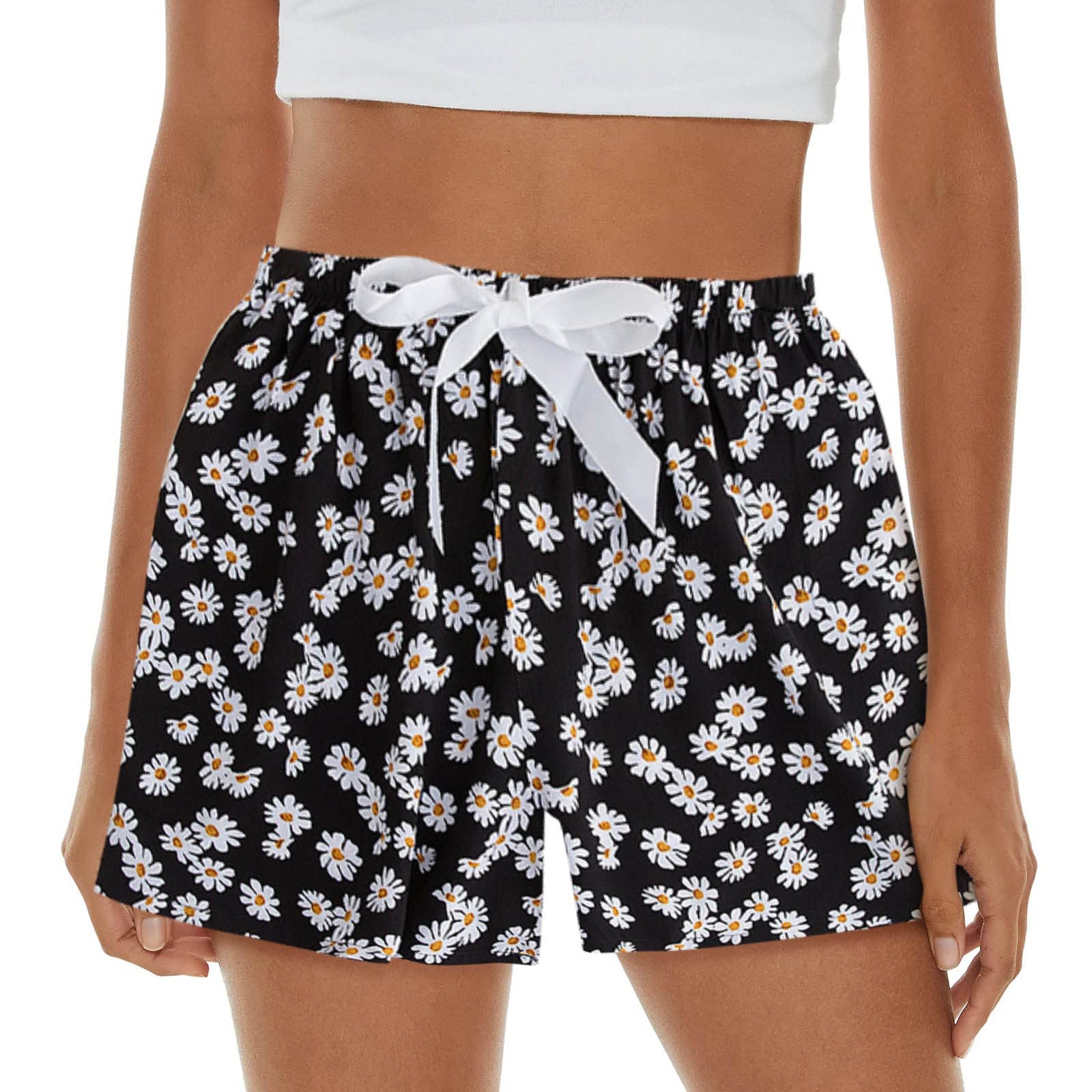 Makalon Women's Plus Size Sweatpants & Pajama Shorts - Soft, Lightweight Sleepwear with Printed Bow & Elastic Waist | Perfect for Lounging, Yoga & Nighttime Comfort