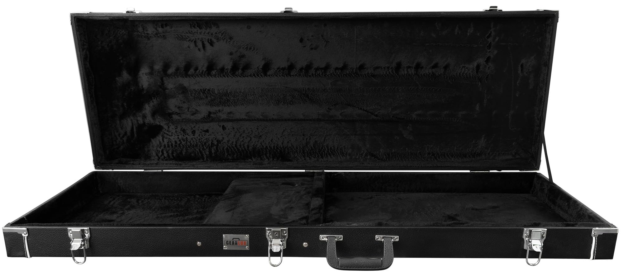 Gearlux Black Hard Case for Fender Precision/Jazz Bass - Exterior Lock & Key, Plush Interior Padding & Accessory Compartment | Durable Protection for Electric Bass Guitars - Perfect for Gigging, Touring & Safe Storage