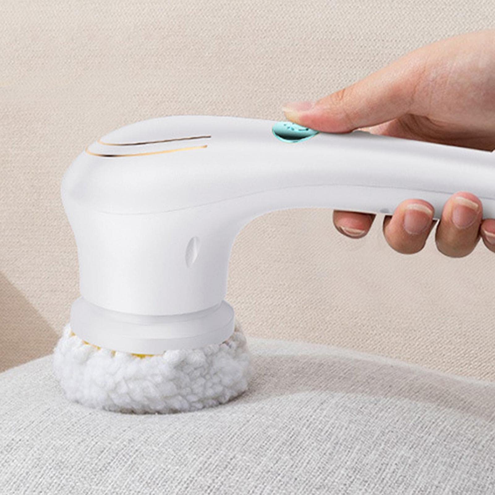 Rechargeable Electric Scrubber Brush with 5 Replaceable Heads - Powerful Cleaning Tool for Bathroom Tiles, Kitchen Sinks, Bathtubs & Floors - Ideal for Deep Cleaning Stubborn Grime & Soap Scum in Households