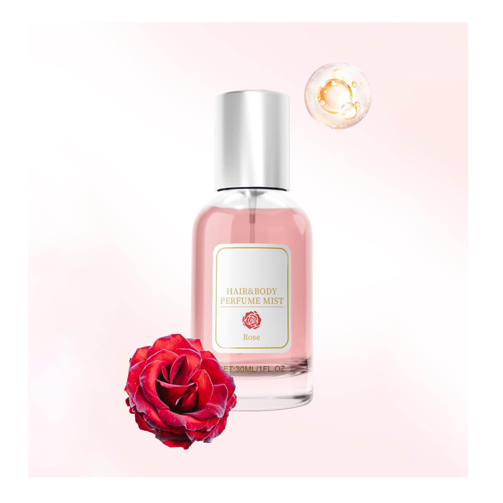 Long Lasting Hair Perfume for Women - Pheromone Infused Fragrance Mist, Nourishing & Hydrating Shine Spray (30ml, Rose Scent) - Perfect for Date Nights, Special Occasions & Daily Hair Care Routine