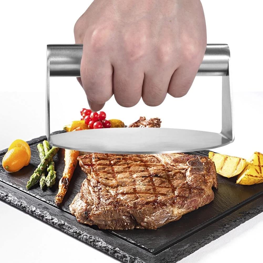 Lzeal Stainless Steel Hamburger Press - Non-Stick Handheld Patty Maker for Grilling, BBQ & Burgers - Perfect for Backyard Cookouts, Camping & Home Kitchen Use