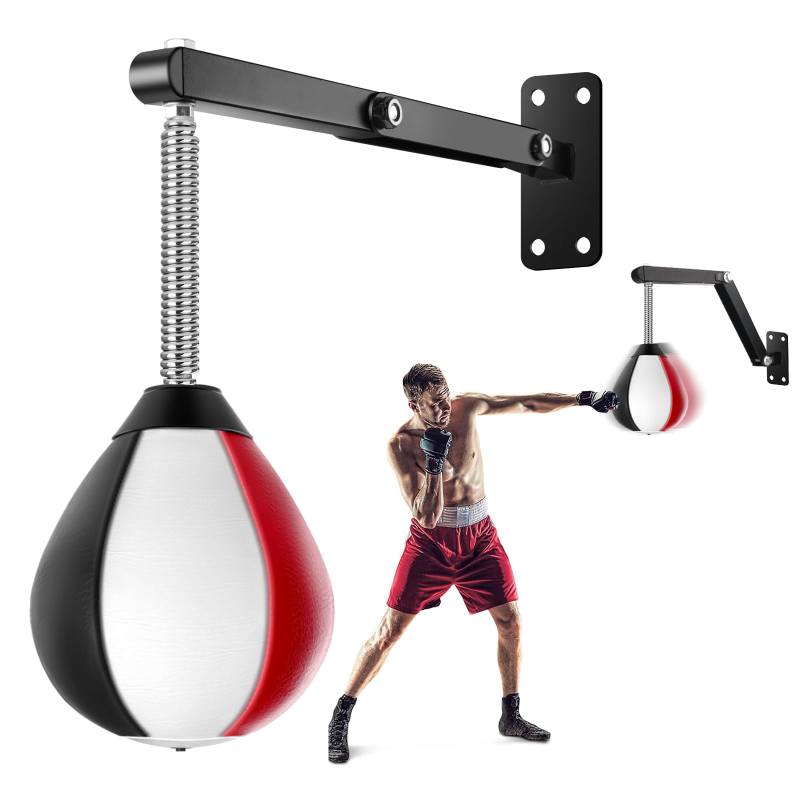 Adjustable Wall Mount Speed Bag for Boxing Training - Foldable Punching Ball for Home Gym Workouts (Men & Women) | Perfect for Boxing Practice, Cardio Exercise & Stress Relief