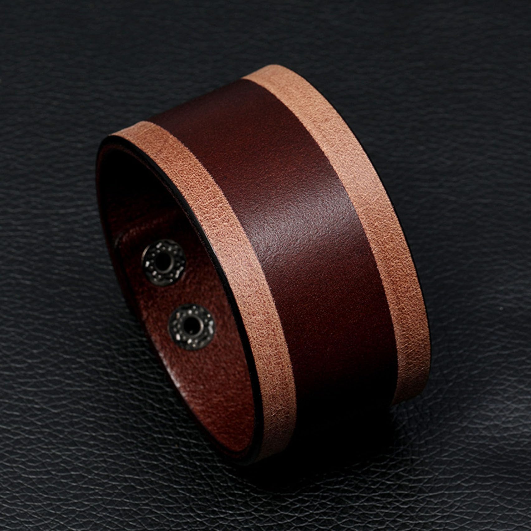 Punk Rock Adjustable Snap Wristband - Faux Leather Arm Cuff Bracelet with Print Pattern - Gothic Punk Fashion Accessory for Concerts, Festivals and Edgy Outfits