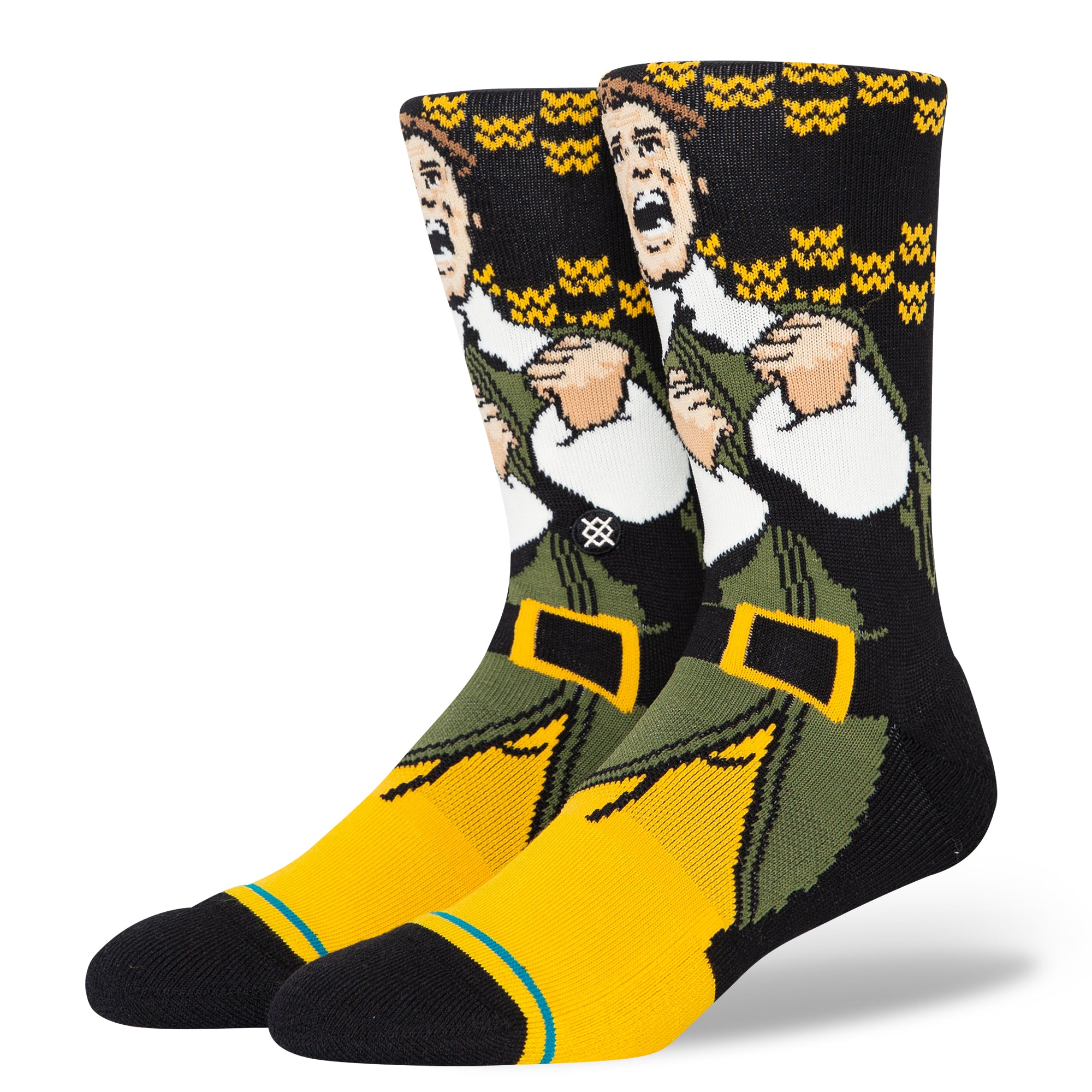 Stance Elf Smiling's My Favorite Crew Socks - Fun Holiday Socks for Christmas Gifts, Party Outfits & Cozy Winter Wear