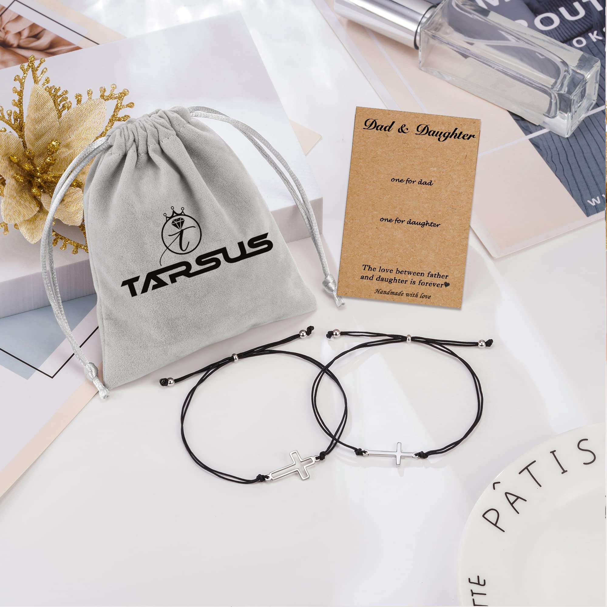 Tarsus Cross Matching Bracelets for Men and Women - Couple Bracelet Set for Father's Day, Mother's Day, Christmas & Birthday Gifts - Perfect for Anniversaries, Weddings and Romantic Occasions