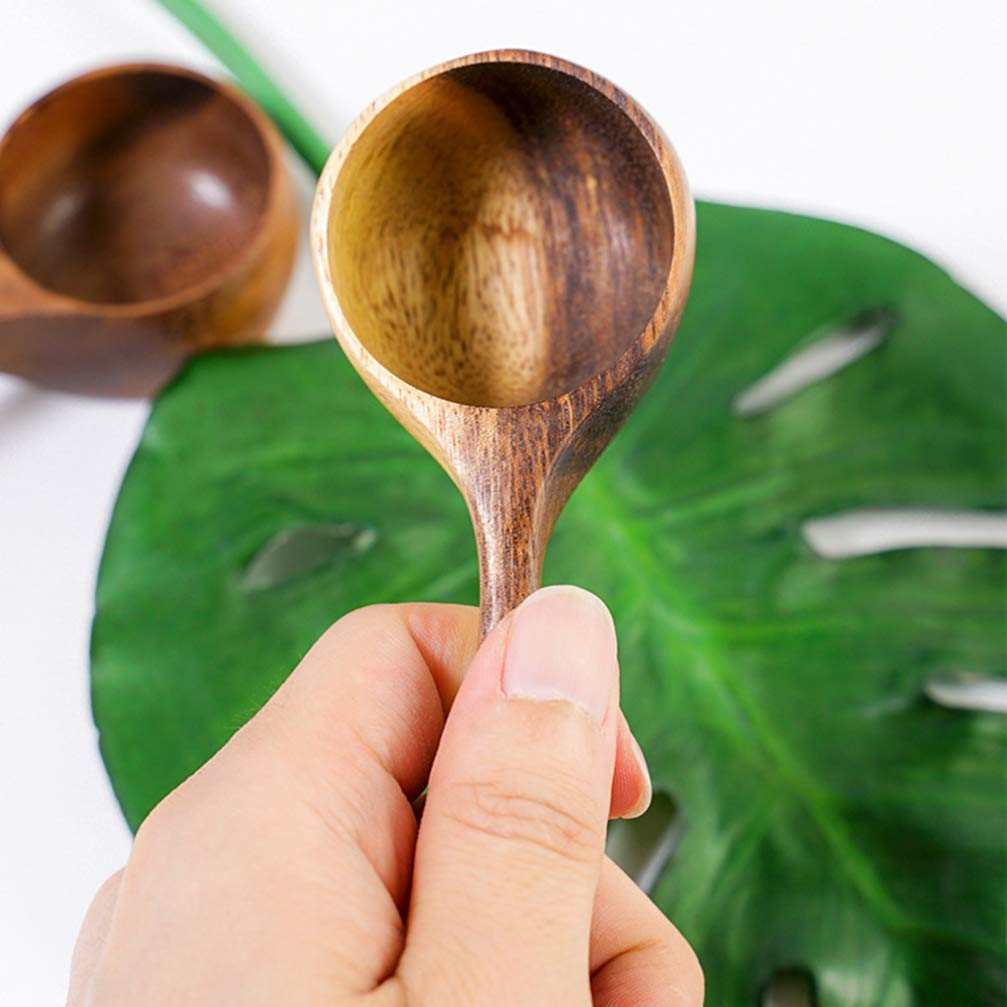 2PCS Acacia Wood Measuring Scoops for Coffee, Milk, Salt & Spices - Natural Mini Kitchen Scoop for Cooking & Baking - Perfect for Coffee Beans, Sugar & Flour
